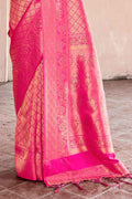 Kanjivaram Fusion Saree Deep Pink Zari Woven Kanjivaram Fusion Saree With Swaroski saree online