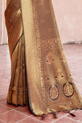 Kanjivaram Fusion Saree Golden Palm Zari Woven Kanjivaram Fusion Saree With Swaroski saree online