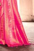 Kanjivaram Fusion Saree Hot Pink Zari Woven Kanjivaram Fusion Saree With Swaroski saree online