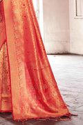Kanjivaram Fusion Saree Sunset Orange Zari Woven Kanjivaram Fusion Saree With Swaroski saree online