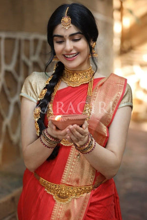 Kanjivaram Saree ADAH SHARMA in Rose Red Kanjivaram Saree saree online