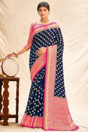 Admiral Blue Kanjivaram Saree