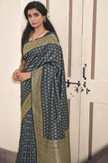 Kanjivaram Saree Anchor Grey Leaf Butta Design Kanjivaram Saree saree online
