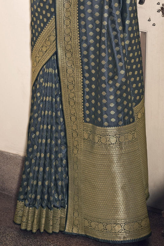 Kanjivaram Saree Anchor Grey Leaf Butta Design Kanjivaram Saree saree online