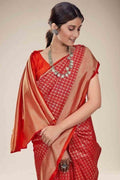 Apple Red Kanjivaram Saree