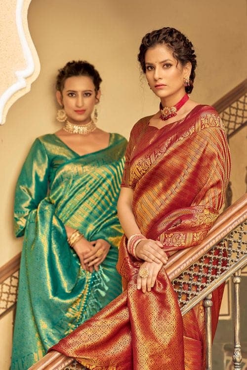 Kanjivaram Saree Auburn Red Kanjivaram Saree saree online