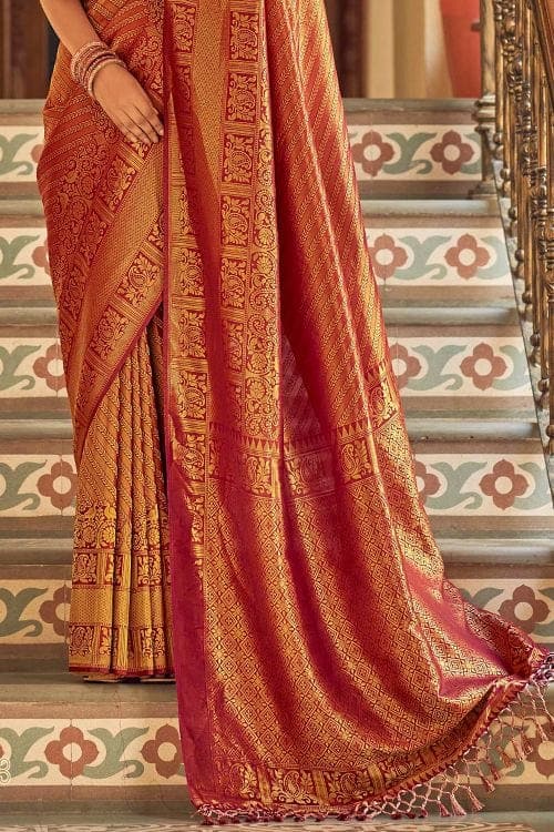 Kanjivaram Saree Auburn Red Kanjivaram Saree saree online