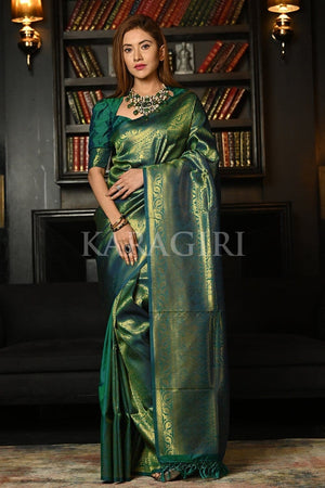 Azul Mar Blue Kanjivaram Saree