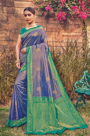 Azure Blue Kanjivaram Saree