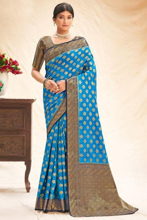 Azure Blue Kanjivaram Saree