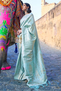 blue kanjivaram saree