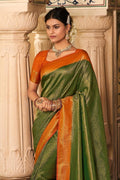 green kanchipuram saree