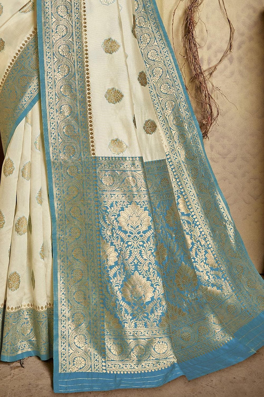 Kanjivaram Saree Beige And Blue Colour Kanjivaram Saree saree online
