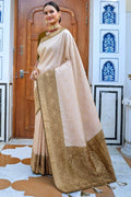 Kanjivaram Saree Beige Brown Handcrafted Kanjivaram Saree saree online