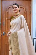 Kanjivaram Saree Beige Brown Handcrafted Kanjivaram Saree saree online