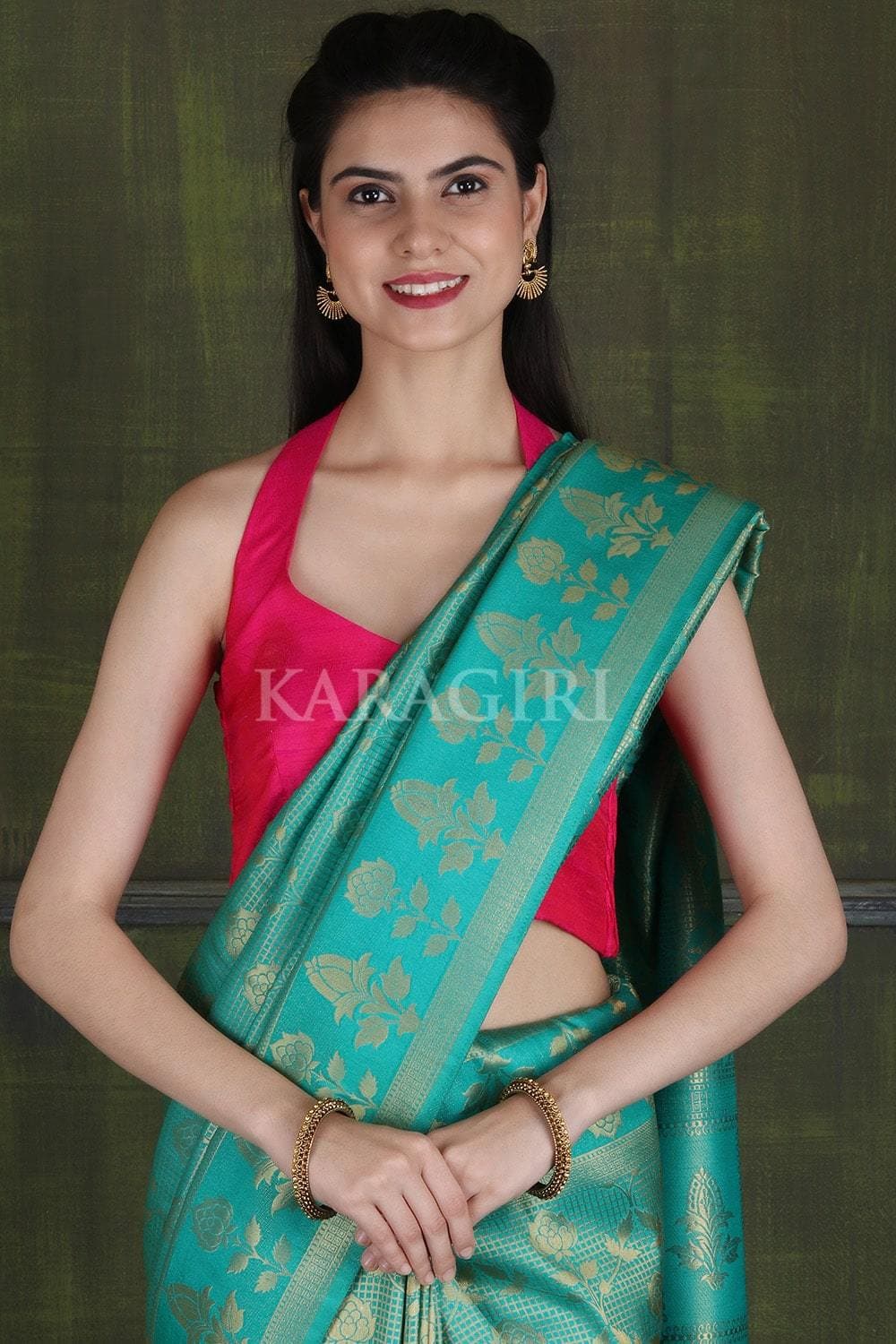 Kanjivaram Saree Bluish Green Kanjivaram Saree saree online