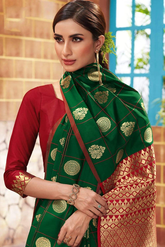 Kanjivaram Saree Bridal Green Handcrafted Contemporary Kanjivaram Saree saree online