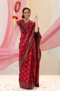 Kanjivaram Saree Burgandy Red Woven Kanjivaram Saree saree online