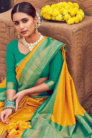 Butterscotch Yellow Kanjivaram Saree