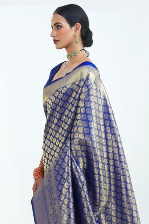 Cadet Blue Kanjivaram Saree