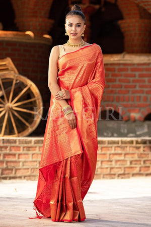 Candy Apple Red Kanjivaram Saree