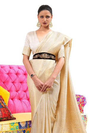 Cashmere White Kanjivaram Saree