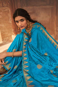 Cerulean Blue Kanjivaram Fusion Saree