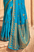 Cerulean Blue Kanjivaram Fusion Saree
