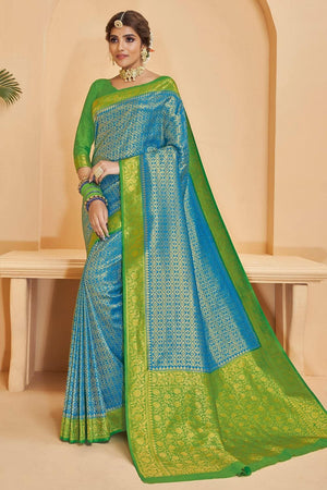 Cerulean Blue Kanjivaram Saree