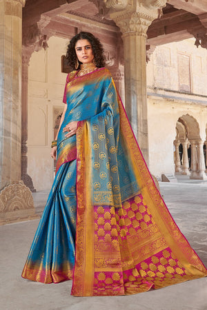 Cerulean Blue Kanjivaram Saree