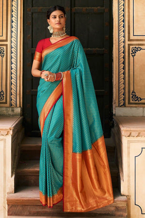 Charlotte Blue Kanjivaram Saree