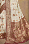 Kanjivaram Saree Cream And Brown Colour Kanjivaram Saree saree online