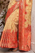 Kanjivaram Saree Cream Red Kanjivaram Saree saree online