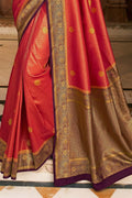 red kanjivaram saree