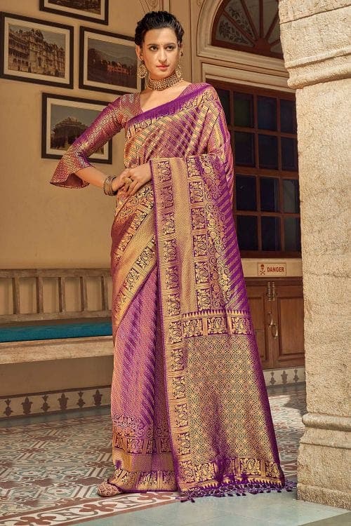 Kanjivaram Saree Dark Purple Kanjivaram Saree saree online