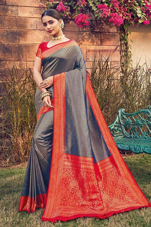 Denim Blue Kanjivaram Saree