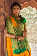 Fire Orange Kanjivaram Fusion Saree
