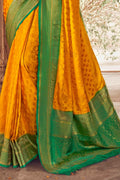 Fire Orange Kanjivaram Fusion Saree