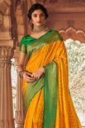 Fire Orange Kanjivaram Fusion Saree