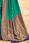 Forest Green Kanjivaram Fusion Saree