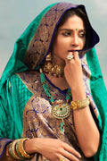 Forest Green Kanjivaram Fusion Saree