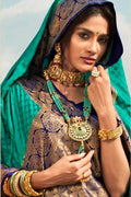 Forest Green Kanjivaram Fusion Saree
