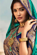 Forest Green Kanjivaram Fusion Saree
