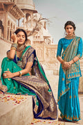 Forest Green Kanjivaram Fusion Saree