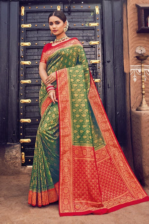 Forest Green Kanjivaram Saree