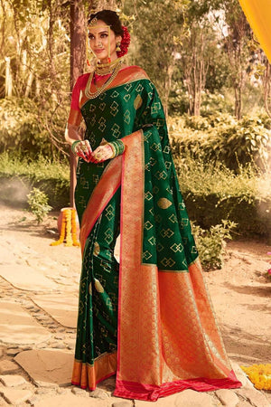 Forest Green Kanjivaram Saree