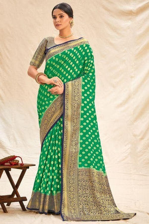 Forest Green Kanjivaram Saree