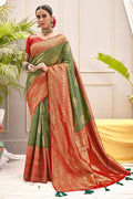 green kanjivaram saree