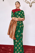 Kanjivaram Saree Forest Green Zari Woven Kanjivaram Saree saree online