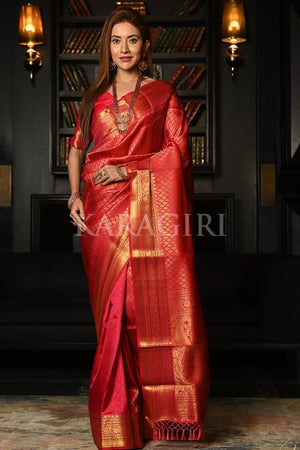 French Rose Pink Kanjivaram Saree